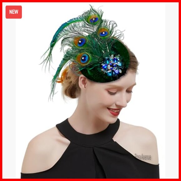Peacock Feather Fascinator Hairclip 1920s Flapper Headpiece One Size